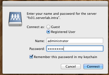 User and password prompt