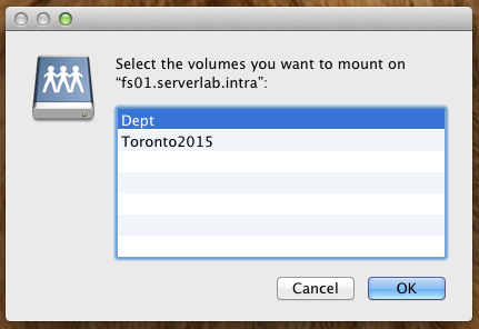 Select shared volumes to mount in OS X