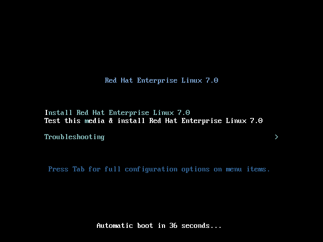 Install Red Hat Enterprise Linux 7.0