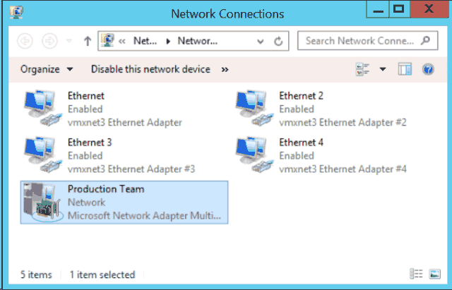 NIC team network interface in Windows Server 2012 R2