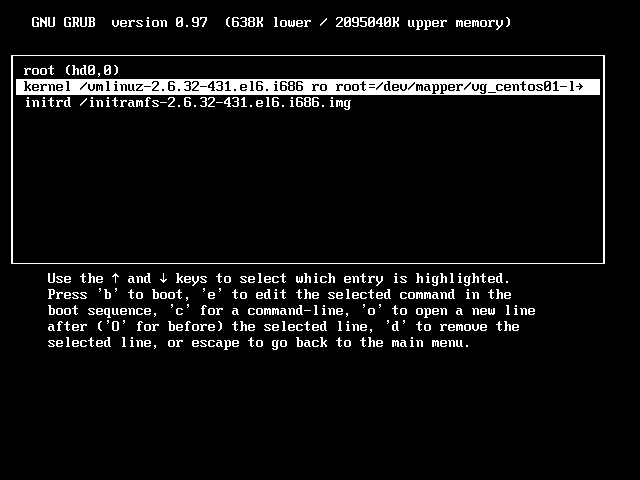 Grub's Kernel boot option