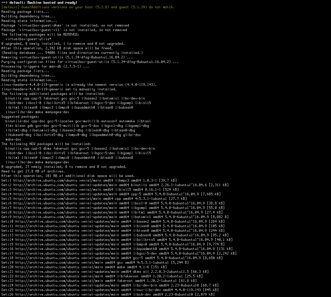 Vagrant Guest Additions Plugin output